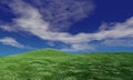 Blue sky and beautiful cloud with meadow and sunshine. Plain landscape background for summer poster. The best view for holiday. Royalty Free Stock Photo