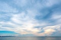 Blue sky and beautiful fluffy clouds in a sunny day over the sea Royalty Free Stock Photo