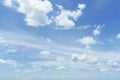 A blue sky with beautiful wisp of cloud for use as a backing or backdrop Royalty Free Stock Photo