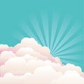 Blue sky with beautifull clouds and sun.Vector nature background Royalty Free Stock Photo