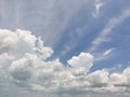 Blue sky It is bright in the daytime with a large group of white clouds sliding at it.