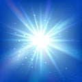 Blue sky with bright flash or burst. Abstract Royalty Free Stock Photo