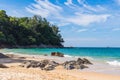 Blue sky and calm sea on Naithon Noi beach in Phuket Thailand