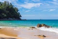 Blue sky and calm sea on Naithon Noi beach in Phuket Thailand