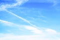 Blue sky with cirro cumulus white stripes clouds. Sky background