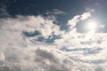 The blue sky clear and bright Blue sky with white clouds and sunlight Royalty Free Stock Photo