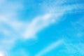 Blue sky with cloud background. Abstract realistic blue sky with delicate fluffy clouds, stars and romantic glamourous sun flair