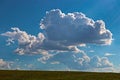 Blue sky and cloud with bright sun above ground star flare background Royalty Free Stock Photo