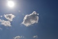 Blue sky and cloud with bright sun Royalty Free Stock Photo