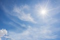 Blue sky and cloud with bright sun star flare background Royalty Free Stock Photo