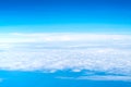 Blue sky and Cloud Top view from airplane window,Nature background. Royalty Free Stock Photo