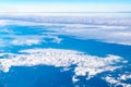 Blue sky and Cloud Top view from airplane window,Nature background. Royalty Free Stock Photo