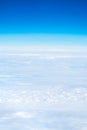 Blue sky and Cloud Top view from airplane window, Nature backgrou