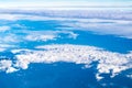 Blue sky and Cloud Top view from airplane window,Nature background. Royalty Free Stock Photo