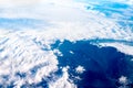 Blue sky and Cloud Top view from airplane window,Nature background Royalty Free Stock Photo