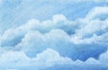 Blue sky cloud water color painting art Royalty Free Stock Photo