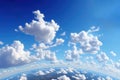 Blue sky and clouds, aerial view of planet Earth curvature, sunny day Royalty Free Stock Photo