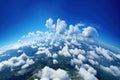 Blue sky and clouds, aerial view of planet Earth curvature, sunny day Royalty Free Stock Photo