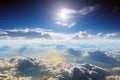 Blue sky and clouds, aerial view of planet Earth curvature, sunny day Royalty Free Stock Photo