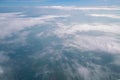 Blue sky and Clouds as seen through window of aircraft Royalty Free Stock Photo