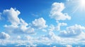 Blue sky with clouds background. Bright clear light, fluffy white cloudy. Cloudscape Royalty Free Stock Photo