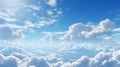 Blue sky with clouds background. Bright clear light, fluffy white cloudy. Cloudscape Royalty Free Stock Photo