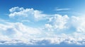 Blue sky with clouds background. Bright clear light, fluffy white cloudy. Cloudscape Royalty Free Stock Photo