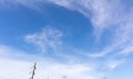 Blue sky with clouds, Sky background image, Electric pole at bottom of picture