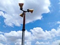 Blue sky clouds background and loudspeaker tower.
