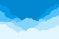 Blue Sky with Clouds. Cartoon Background. Bright Illustration for Design. Kids Cloud Background. Vector illustration