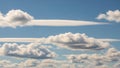Blue Sky Clouds Cumulus, Lenticular Cloud Formations Royalty Free Stock Photo