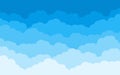 Blue sky clouds flat cartoon background vector Royalty Free Stock Photo