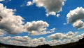 blue sky with clouds, lake. Real time sky lake reflection of trees Royalty Free Stock Photo