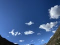 Blue Sky and puffy clouds.White, fluffy clouds in blue sky.Blue sky with clouds. Royalty Free Stock Photo