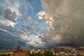 blue sky with clouds over the city Royalty Free Stock Photo