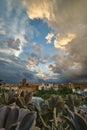 blue sky with clouds over the city Royalty Free Stock Photo