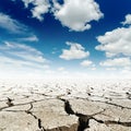 Blue sky with clouds over drought earth Royalty Free Stock Photo