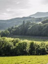 Blue Sky, Clouds and Hills over Snowdonia Wales Landscape Royalty Free Stock Photo