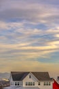 Blue sky with clouds over homes in Daybreak Utah Royalty Free Stock Photo