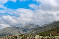 Blue sky and clouds over the rocks, beautiful cloud landscape Royalty Free Stock Photo