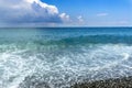 Blue sky with clouds over sea. Summer background Royalty Free Stock Photo