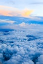 blue sky with the clouds from the plane view. Royalty Free Stock Photo