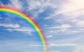 Blue sky and clouds with rainbow nature for background