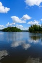 Blue sky clouds reflected on Lac des Settons Royalty Free Stock Photo