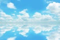 Blue sky and clouds with reflection on sea water Royalty Free Stock Photo