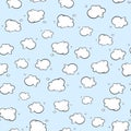 Blue sky and clouds seamless pattern, background.