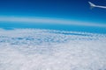 Blue sky clouds seen from airplane beautiful with blue sky background nature