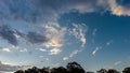 Blue Sky with clouds and silhoette of tropical forest