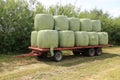 Bale of hay on the wagon in the park in the village Zuidland in summer. Royalty Free Stock Photo