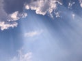 Blue sky with clouds and sun light. Royalty Free Stock Photo